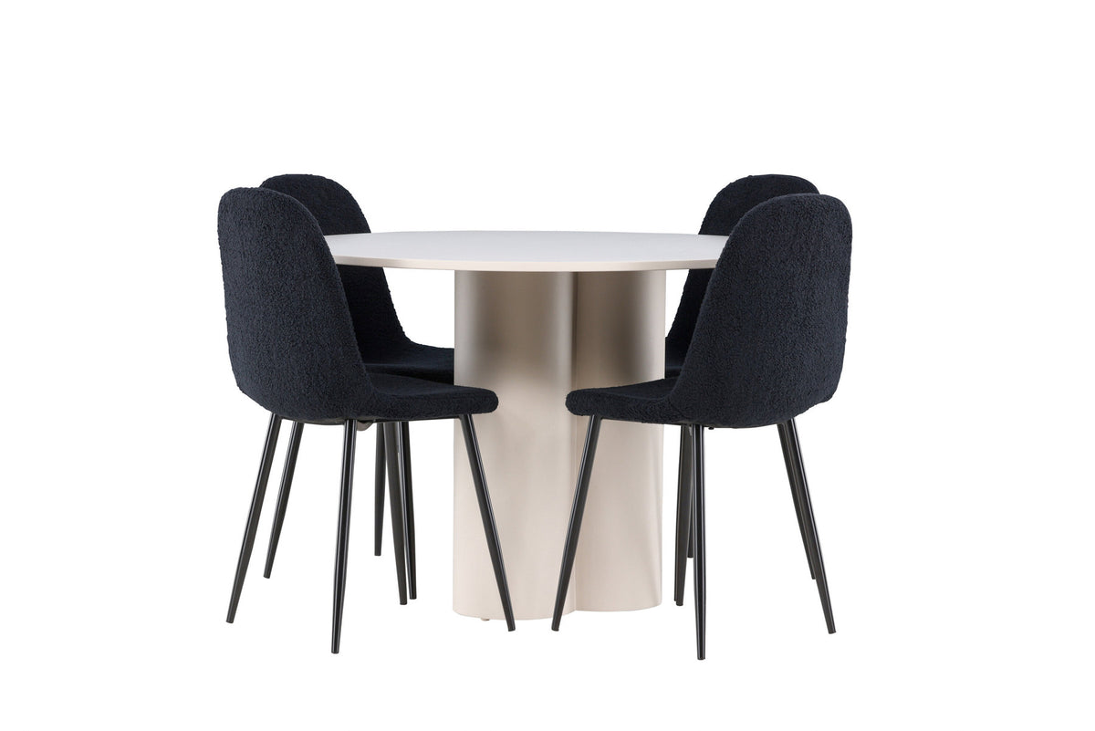Olivia Esstisch mit Polar Stühlen in Schwarz präsentiert im Onlineshop von KAQTU Design AG. Esszimmerset ist von Venture Home