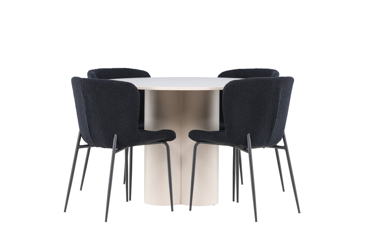 Olivia Esstisch mit Modesto Stühlen in Schwarz präsentiert im Onlineshop von KAQTU Design AG. Esszimmerset ist von Venture Home