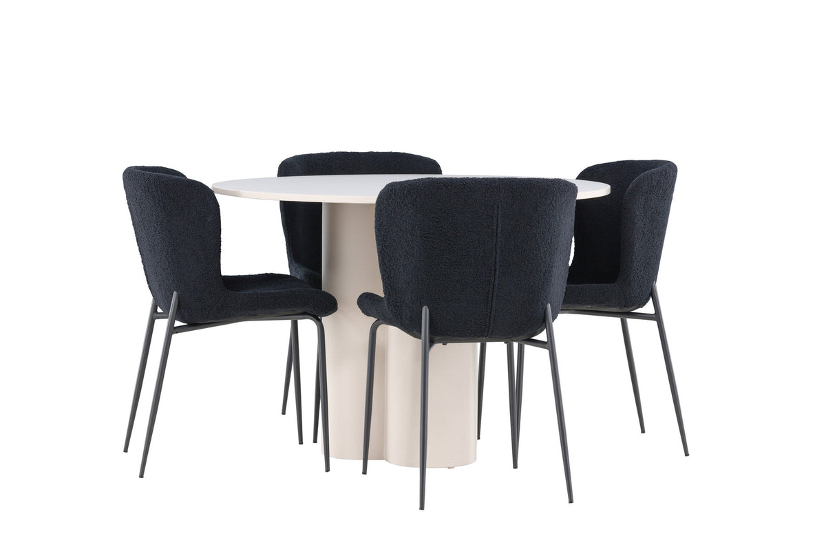 Olivia Esstisch mit Modesto Stühlen in Schwarz präsentiert im Onlineshop von KAQTU Design AG. Esszimmerset ist von Venture Home