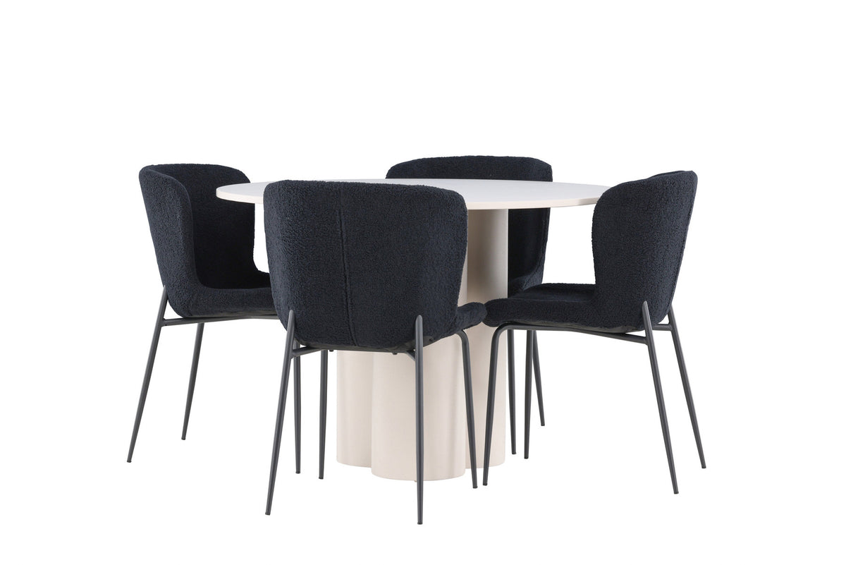 Olivia Esstisch mit Modesto Stühlen in Schwarz präsentiert im Onlineshop von KAQTU Design AG. Esszimmerset ist von Venture Home