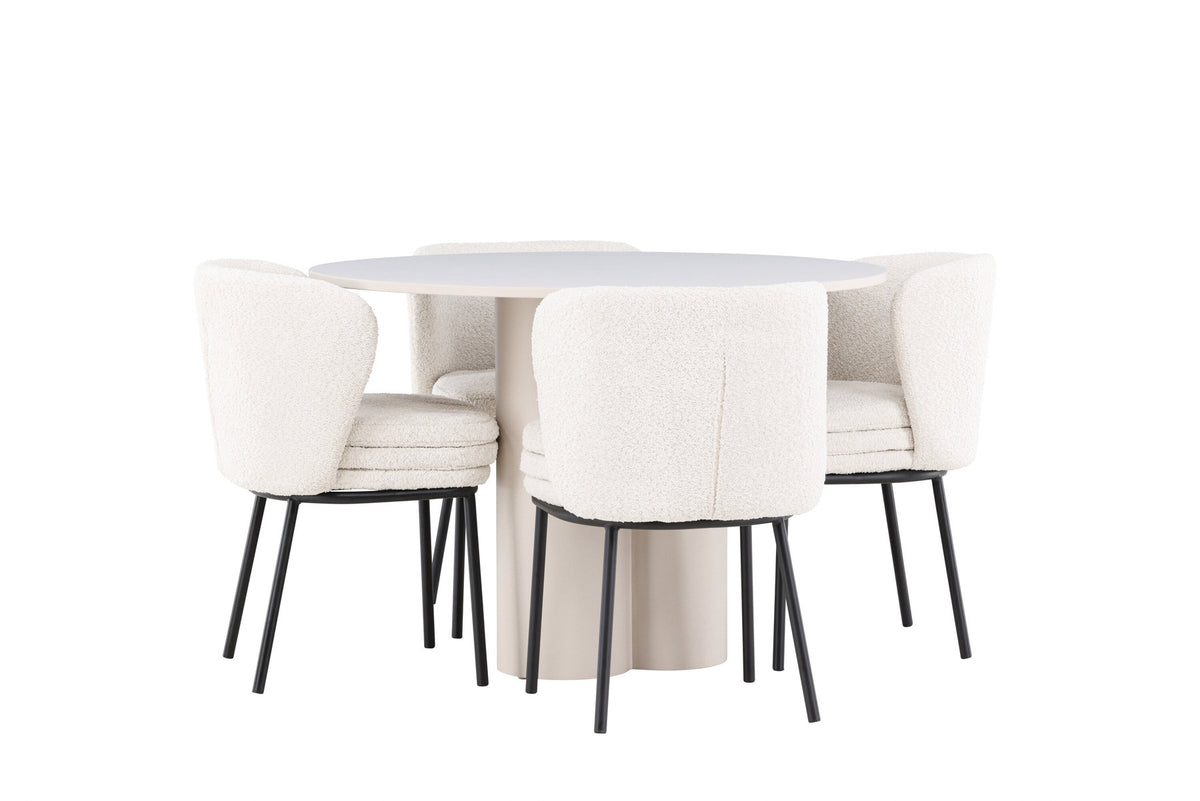 Olivia Esstisch mit Agnes Stühlen in Weiss präsentiert im Onlineshop von KAQTU Design AG. Esszimmerset ist von Venture Home