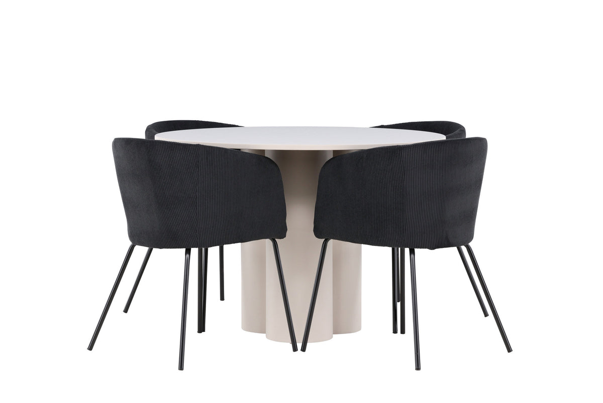 Olivia Esstisch mit Stühlen von Berit in Schwarz präsentiert im Onlineshop von KAQTU Design AG. Esszimmerset ist von Venture Home