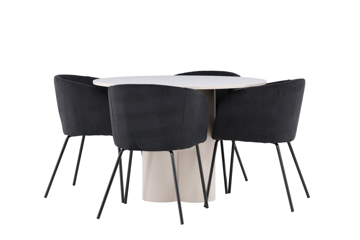 Olivia Esstisch mit Stühlen von Berit in Schwarz präsentiert im Onlineshop von KAQTU Design AG. Esszimmerset ist von Venture Home