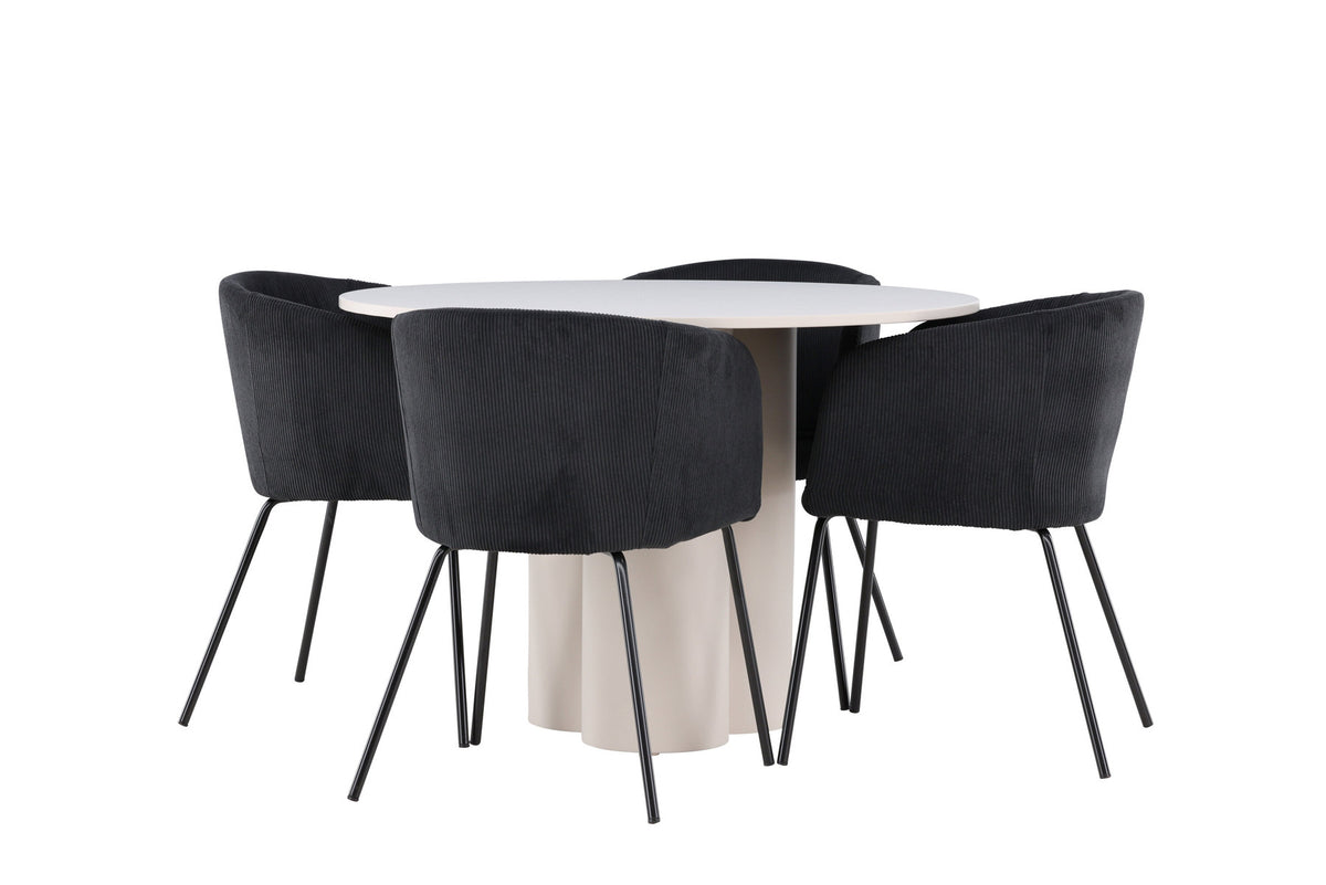 Olivia Esstisch mit Stühlen von Berit in Schwarz präsentiert im Onlineshop von KAQTU Design AG. Esszimmerset ist von Venture Home