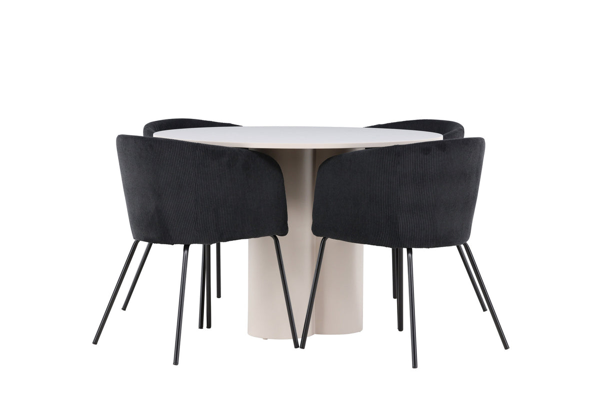 Olivia Esstisch mit Stühlen von Berit in Schwarz präsentiert im Onlineshop von KAQTU Design AG. Esszimmerset ist von Venture Home