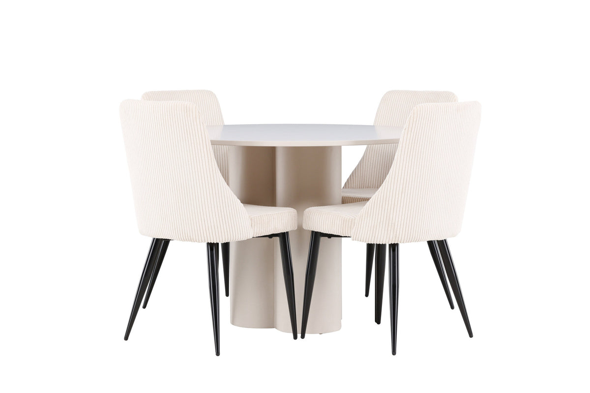 Olivia Esstisch mit Leone Stühlen in Beige präsentiert im Onlineshop von KAQTU Design AG. Esszimmerset ist von Venture Home