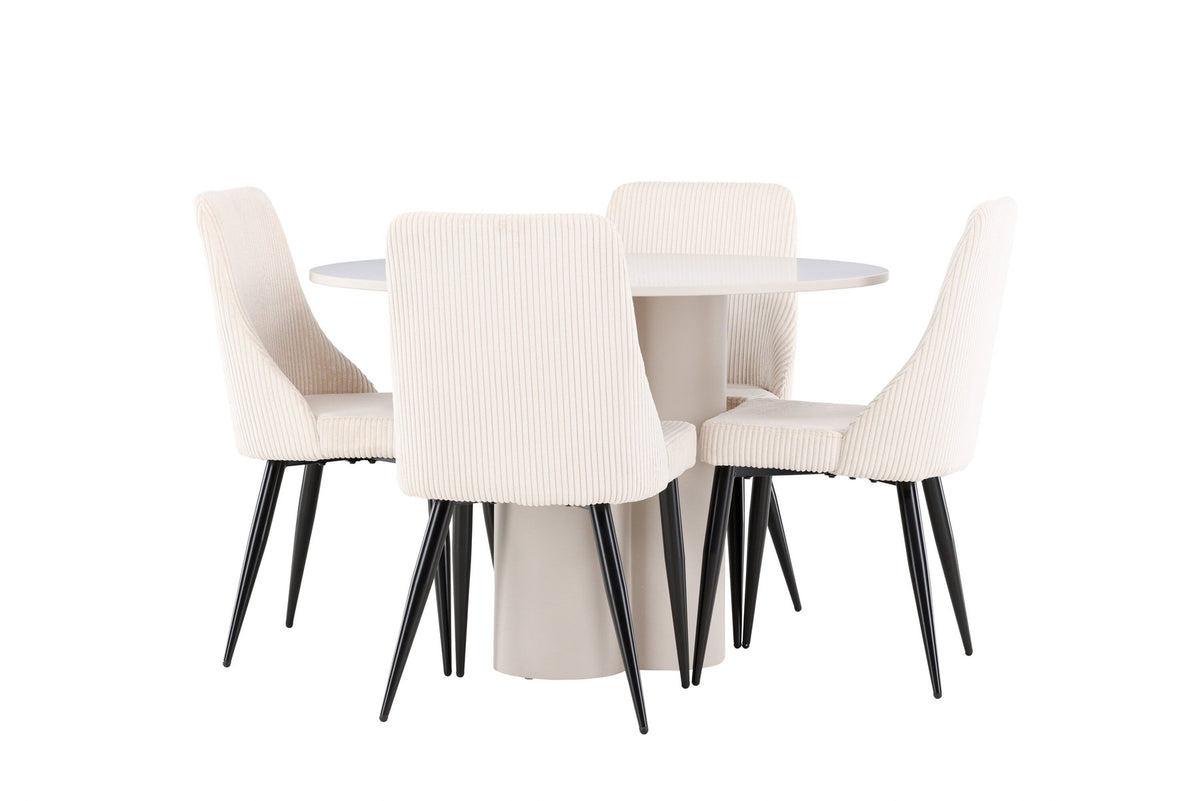 Olivia Esstisch mit Leone Stühlen in Beige präsentiert im Onlineshop von KAQTU Design AG. Esszimmerset ist von Venture Home