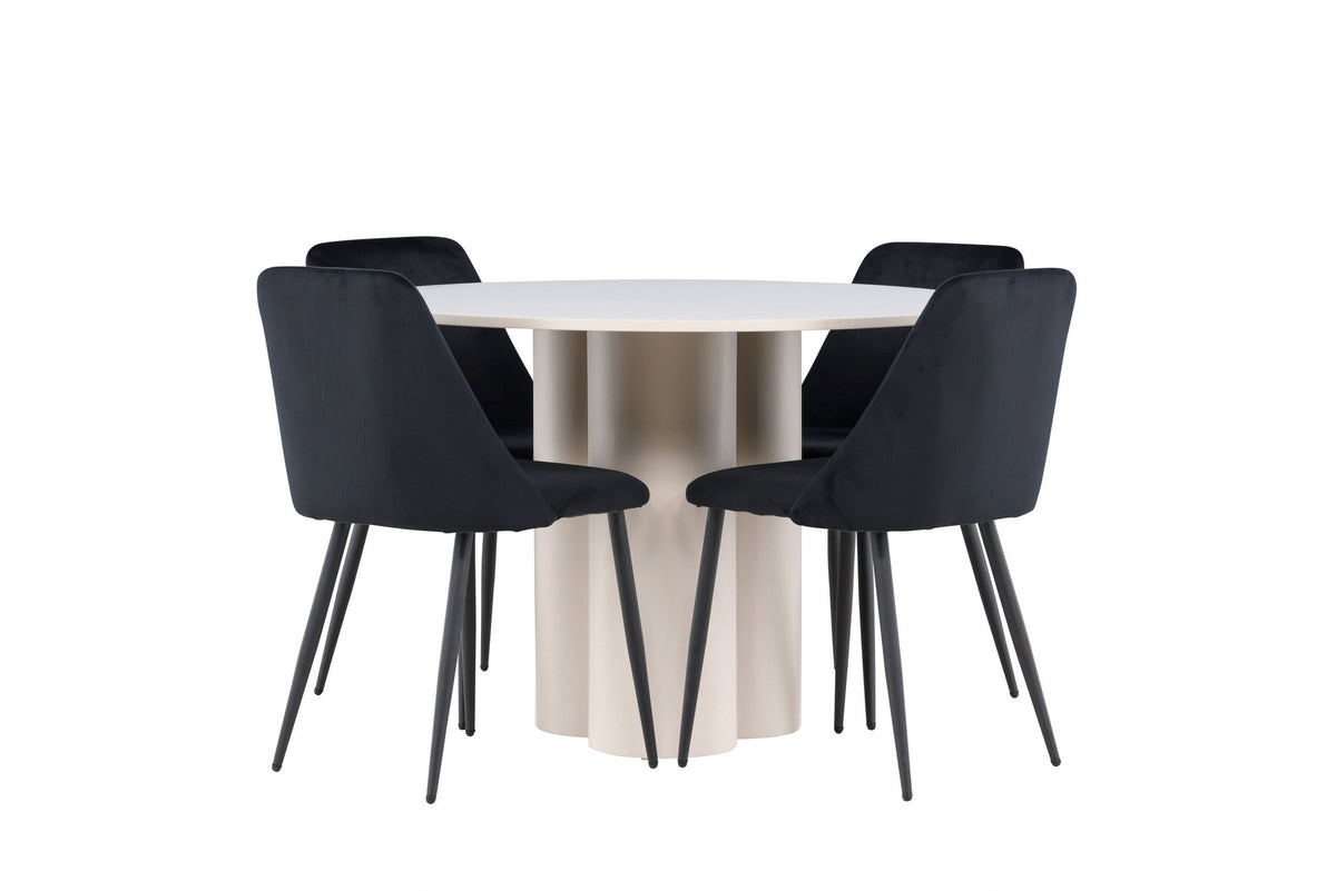 Olivia Esstisch mit Night Stühlen in Schwarz präsentiert im Onlineshop von KAQTU Design AG. Esszimmerset ist von Venture Home