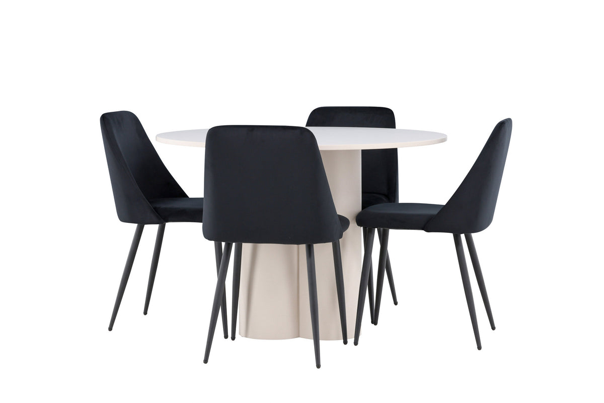Olivia Esstisch mit Night Stühlen in Schwarz präsentiert im Onlineshop von KAQTU Design AG. Esszimmerset ist von Venture Home