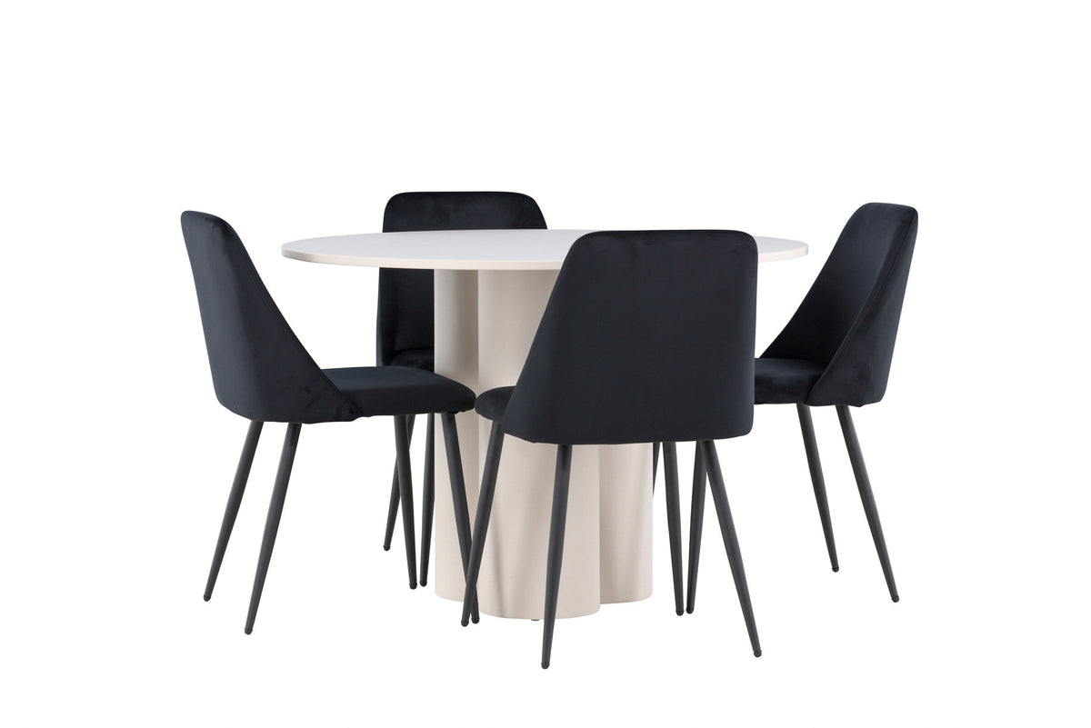 Olivia Esstisch mit Night Stühlen in Schwarz präsentiert im Onlineshop von KAQTU Design AG. Esszimmerset ist von Venture Home