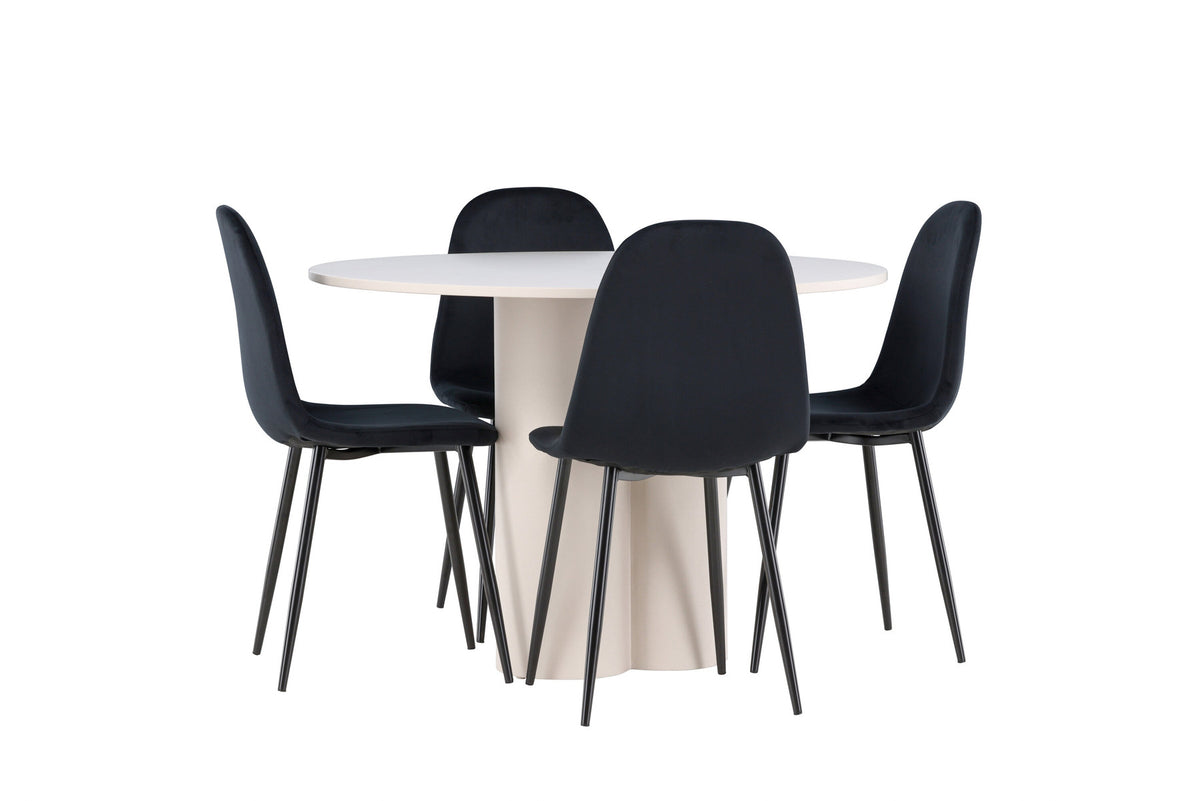 Olivia Esstisch mit Polar Stühlen in Schwarz präsentiert im Onlineshop von KAQTU Design AG. Esszimmerset ist von Venture Home