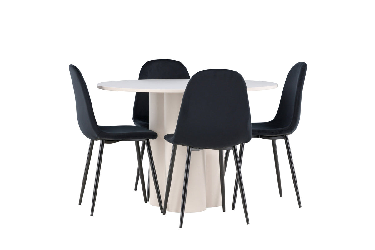 Olivia Esstisch mit Polar Stühlen in Schwarz präsentiert im Onlineshop von KAQTU Design AG. Esszimmerset ist von Venture Home