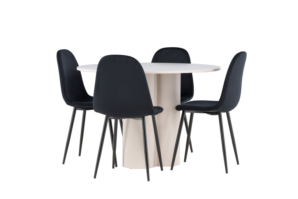 Olivia Esstisch mit Polar Stühlen in Schwarz präsentiert im Onlineshop von KAQTU Design AG. Esszimmerset ist von Venture Home