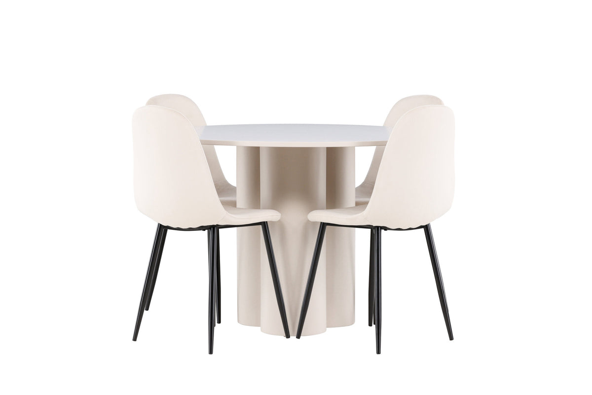 Olivia Esstisch mit Polar Stühlen in Beige präsentiert im Onlineshop von KAQTU Design AG. Esszimmerset ist von Venture Home