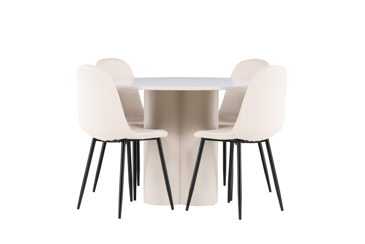 Olivia Esstisch mit Polar Stühlen in Beige präsentiert im Onlineshop von KAQTU Design AG. Esszimmerset ist von Venture Home