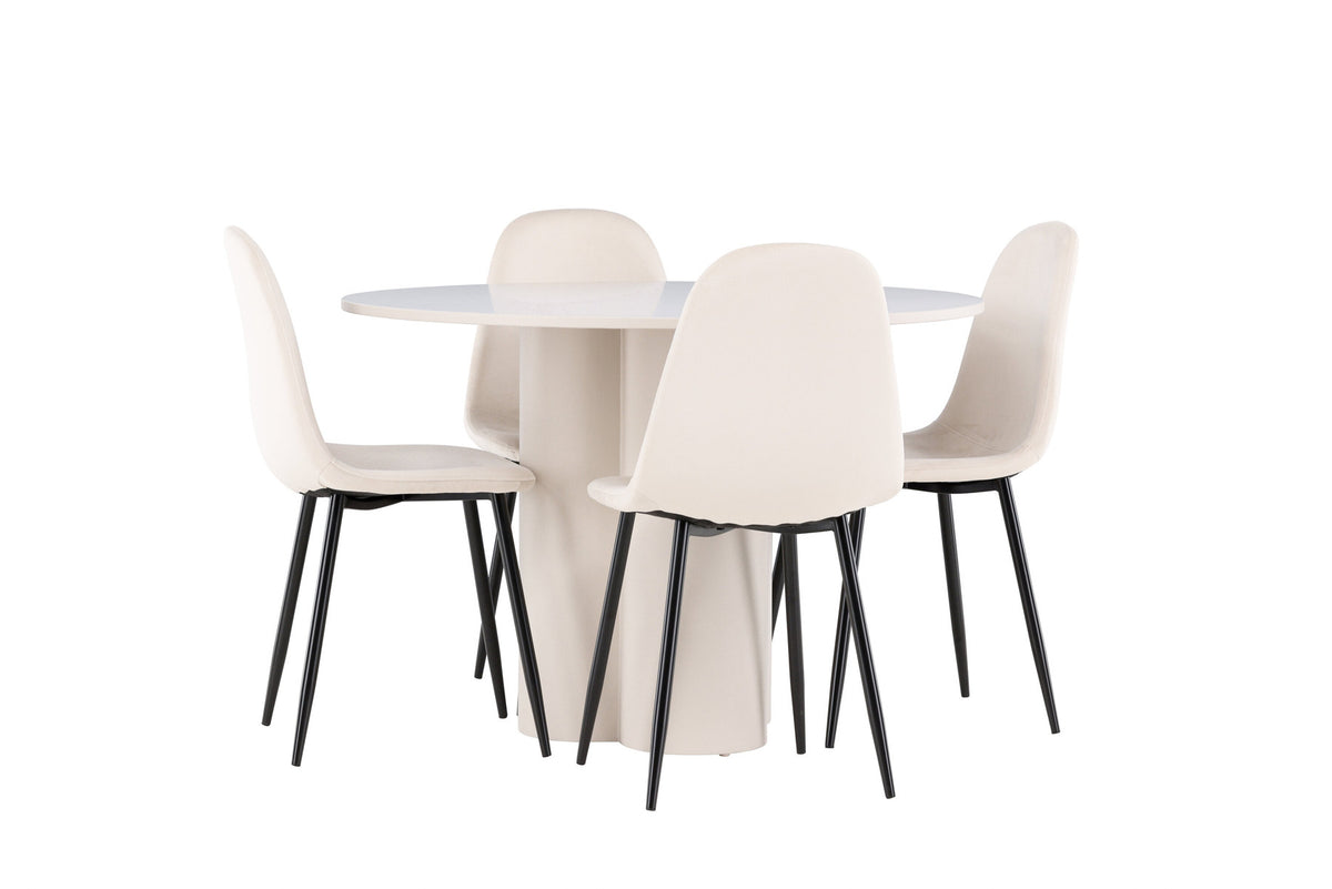 Olivia Esstisch mit Polar Stühlen in Beige präsentiert im Onlineshop von KAQTU Design AG. Esszimmerset ist von Venture Home