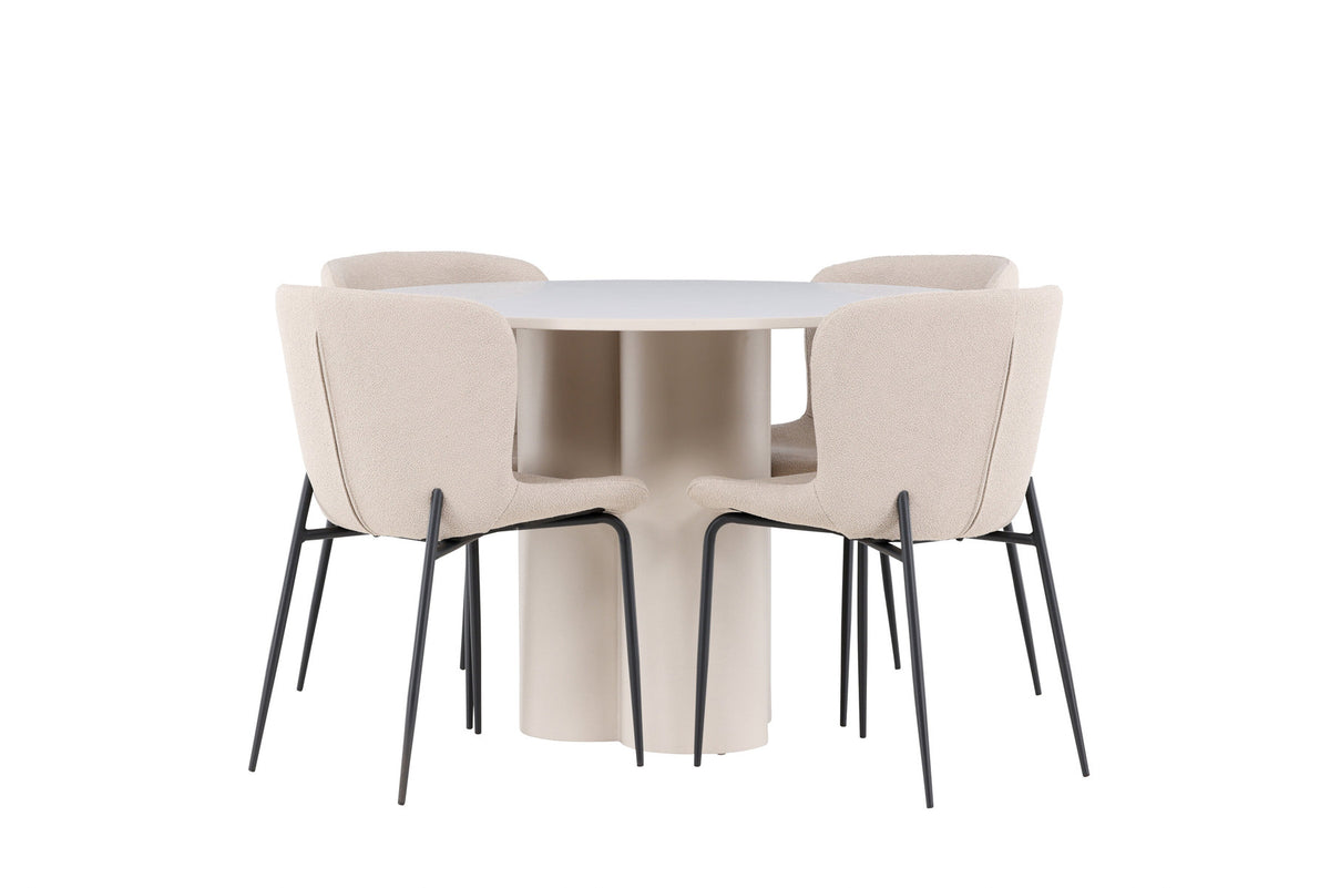 Olivia Esstisch mit Modesto Stühlen in Beige präsentiert im Onlineshop von KAQTU Design AG. Esszimmerset ist von Venture Home