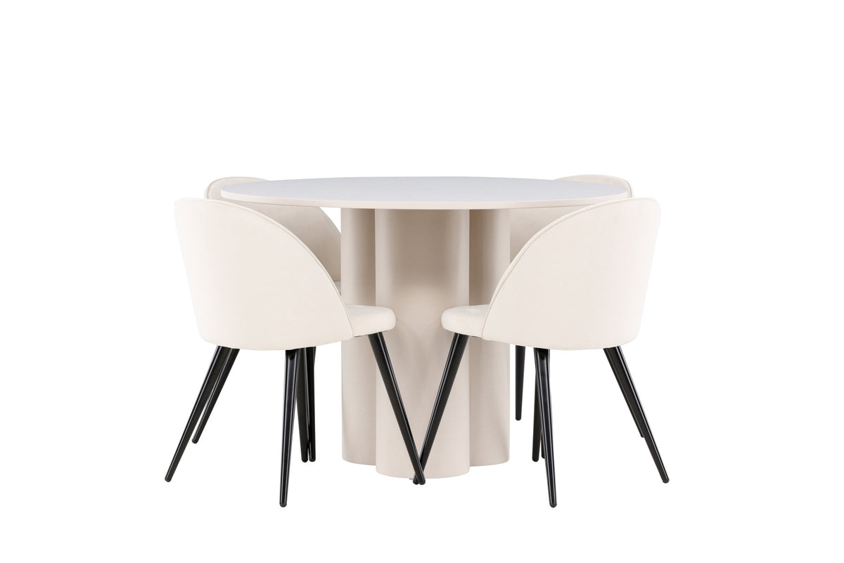 Olivia Esstisch mit Velvet Stühlen in Beige präsentiert im Onlineshop von KAQTU Design AG. Esszimmerset ist von Venture Home