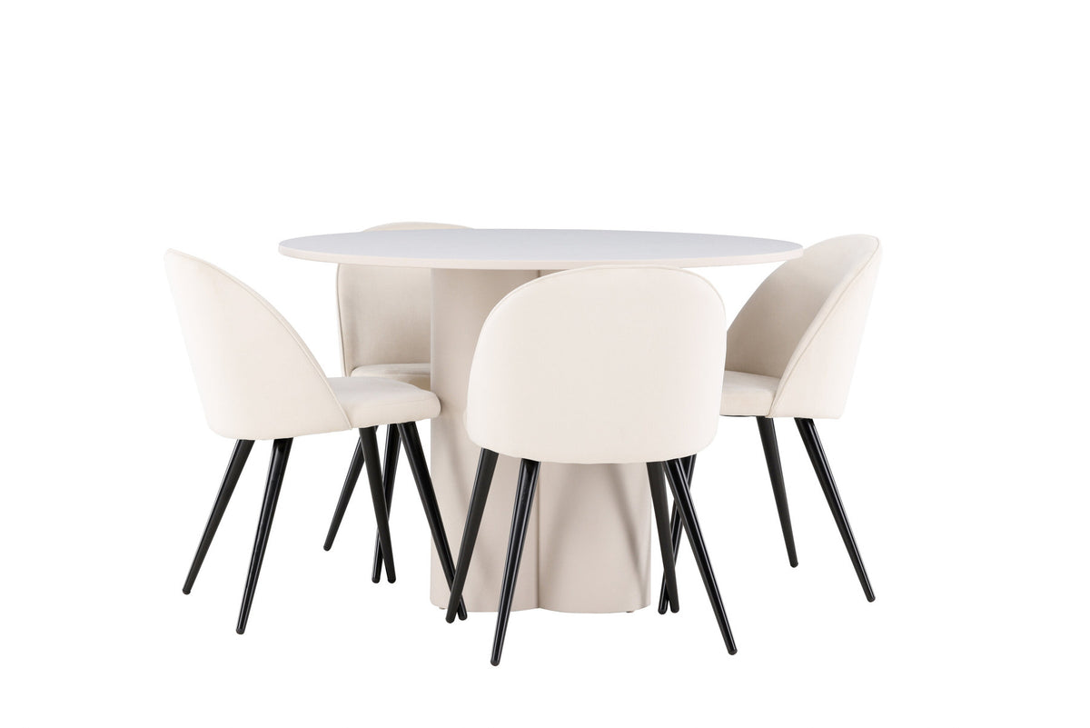 Olivia Esstisch mit Velvet Stühlen in Beige präsentiert im Onlineshop von KAQTU Design AG. Esszimmerset ist von Venture Home