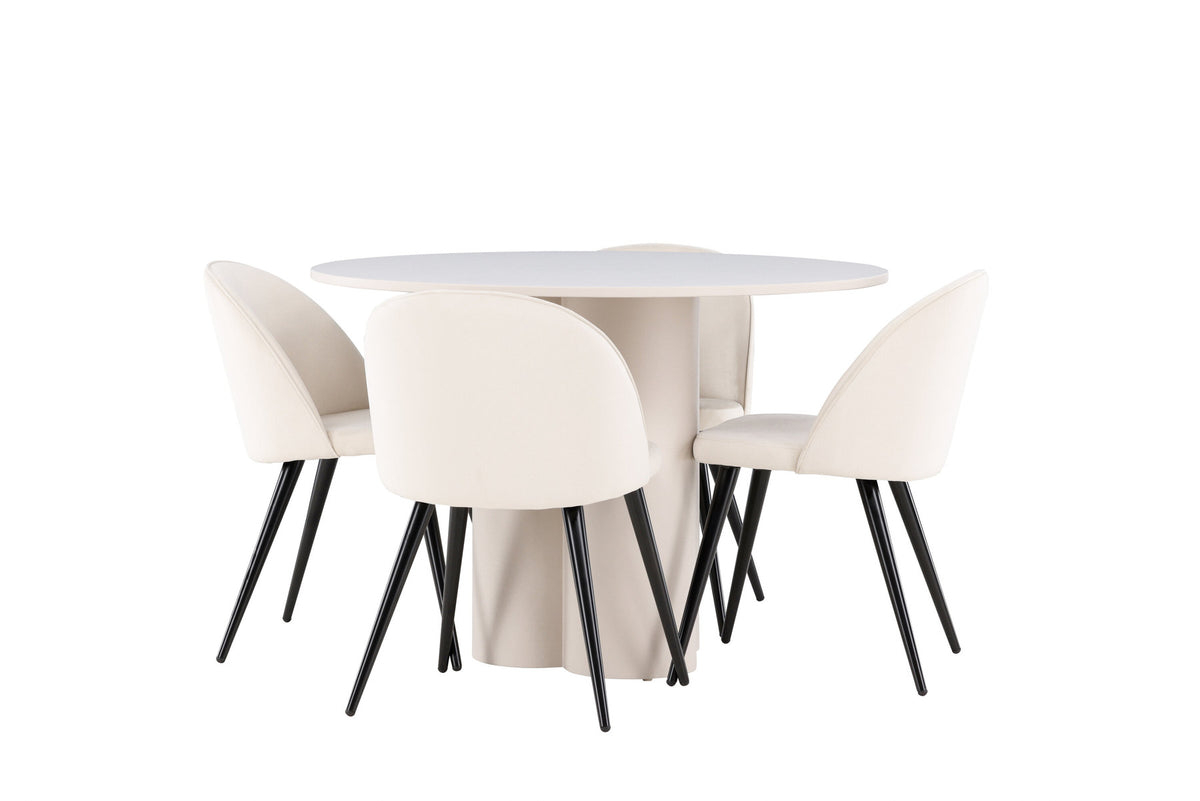 Olivia Esstisch mit Velvet Stühlen in Beige präsentiert im Onlineshop von KAQTU Design AG. Esszimmerset ist von Venture Home