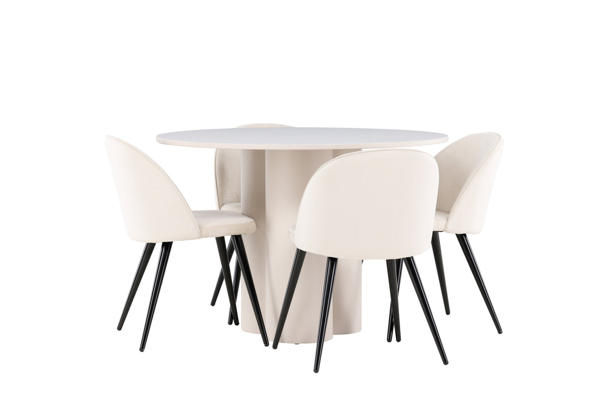 Olivia Esstisch mit Velvet Stühlen in Beige präsentiert im Onlineshop von KAQTU Design AG. Esszimmerset ist von Venture Home
