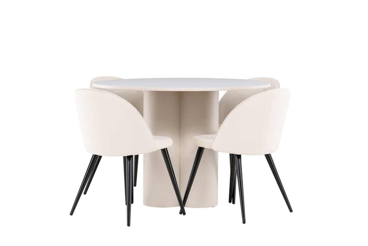 Olivia Esstisch mit Velvet Stühlen in Beige präsentiert im Onlineshop von KAQTU Design AG. Esszimmerset ist von Venture Home