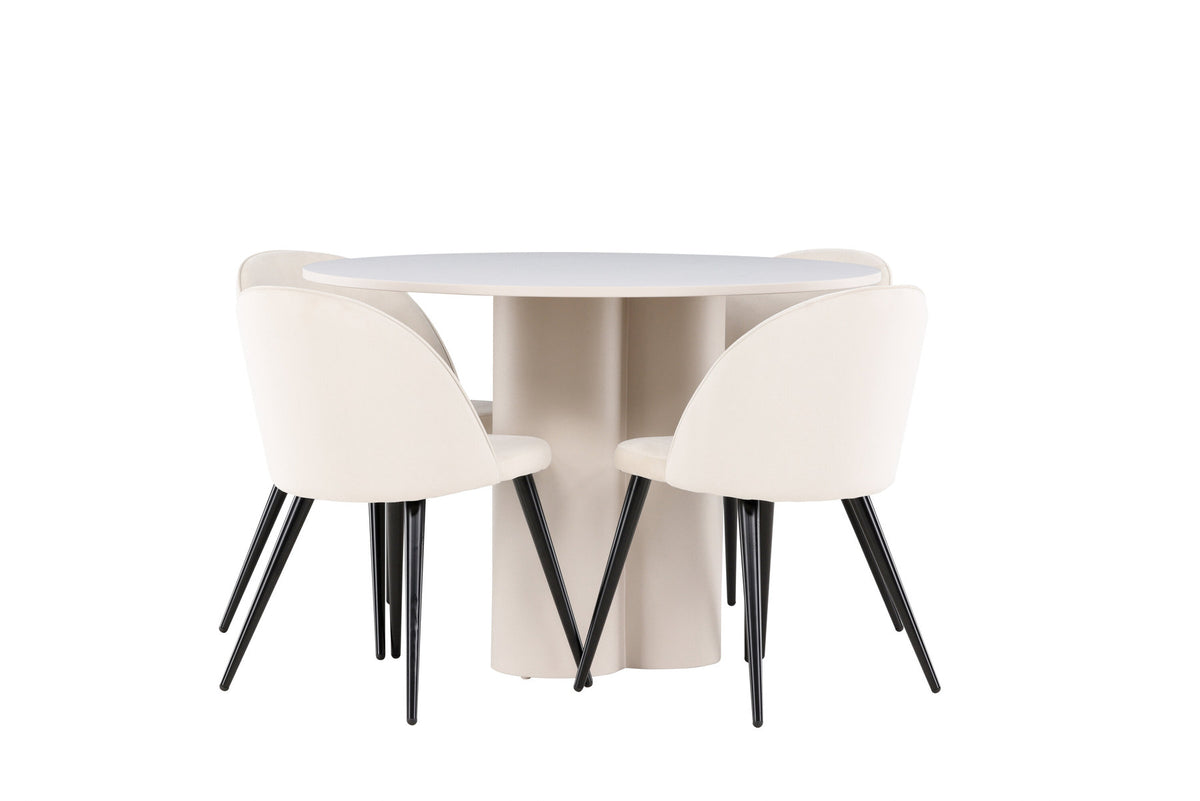 Olivia Esstisch mit Velvet Stühlen in Beige präsentiert im Onlineshop von KAQTU Design AG. Esszimmerset ist von Venture Home