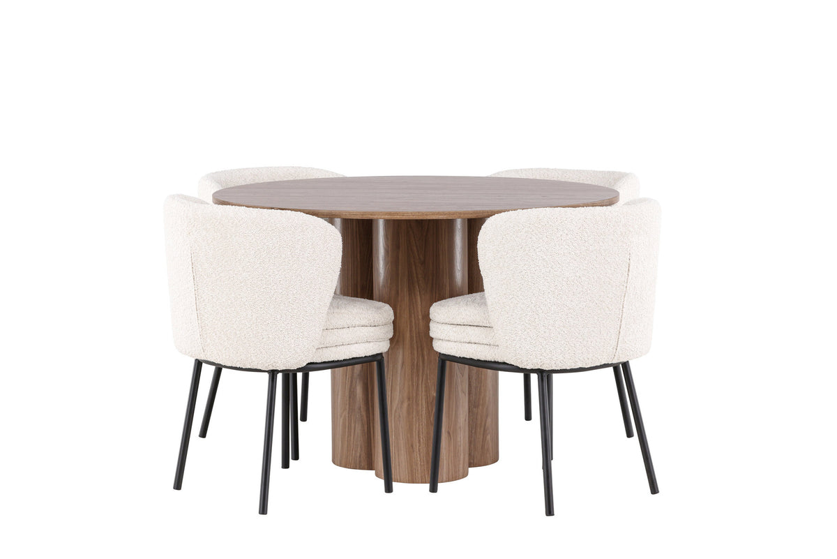 Olivia Esstisch mit Agnes Stühlen in Weiss präsentiert im Onlineshop von KAQTU Design AG. Esszimmerset ist von Venture Home