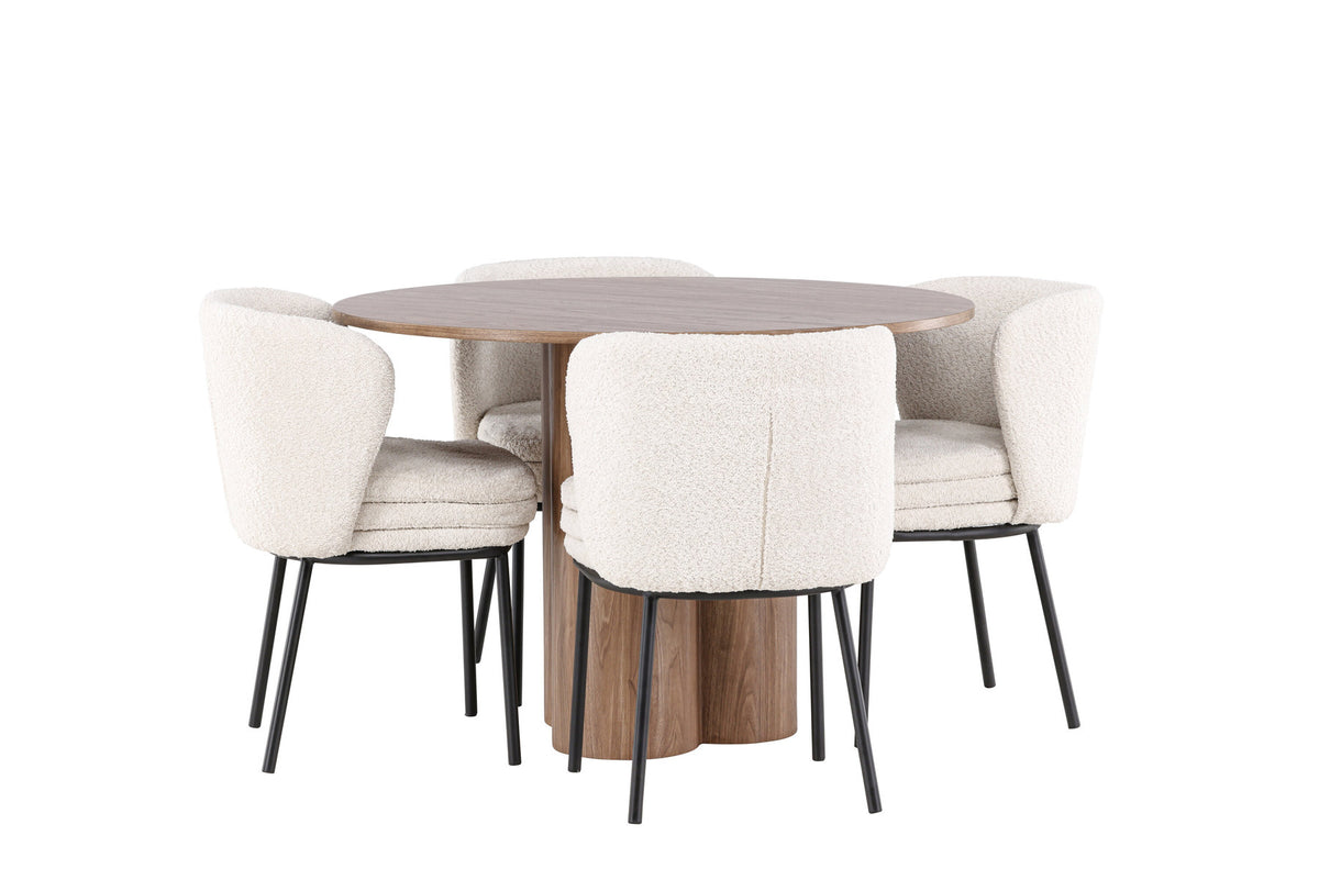 Olivia Esstisch mit Agnes Stühlen in Weiss präsentiert im Onlineshop von KAQTU Design AG. Esszimmerset ist von Venture Home