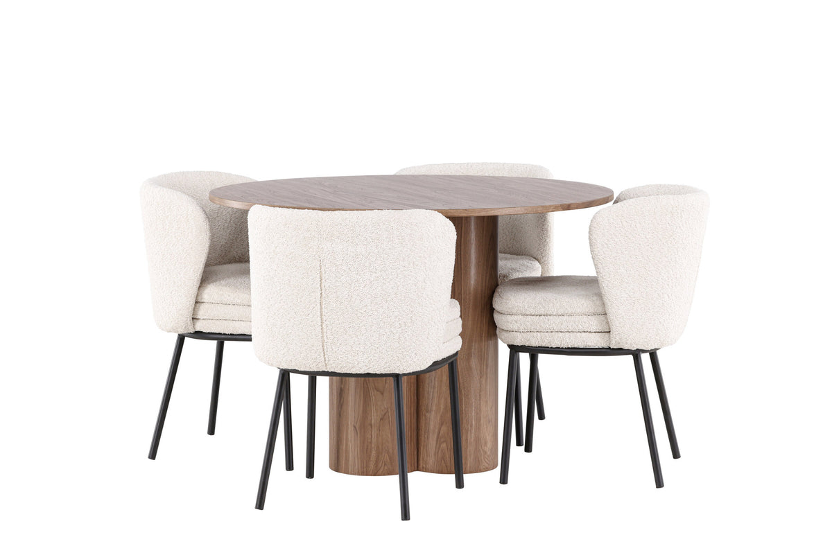 Olivia Esstisch mit Agnes Stühlen in Weiss präsentiert im Onlineshop von KAQTU Design AG. Esszimmerset ist von Venture Home
