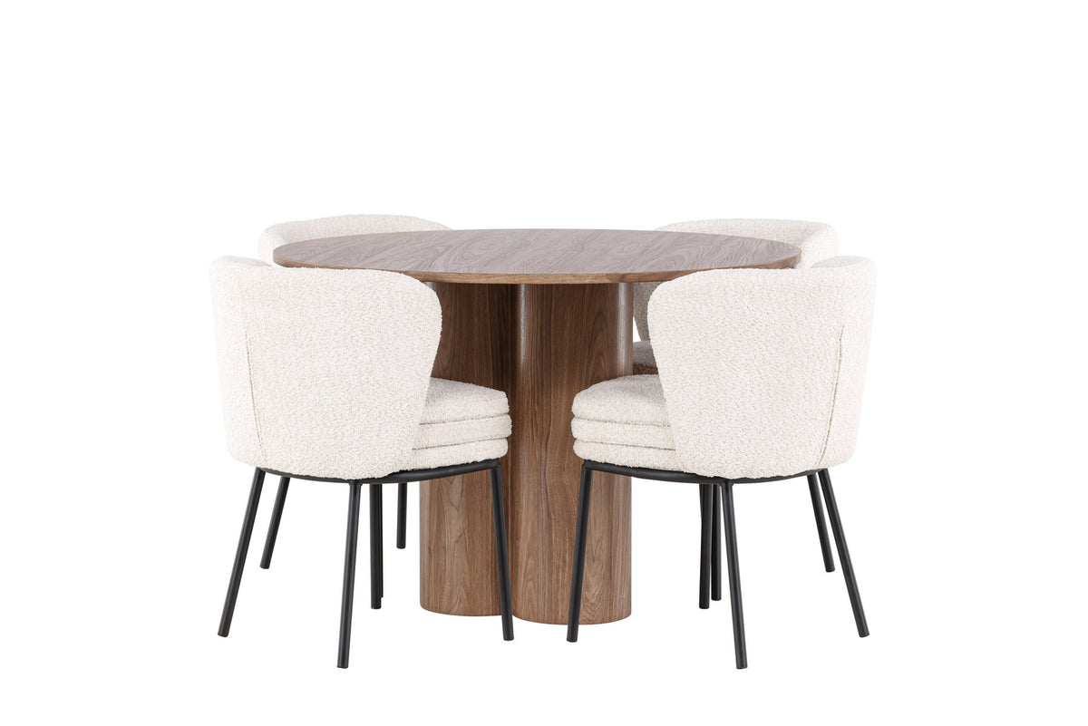 Olivia Esstisch mit Agnes Stühlen in Weiss präsentiert im Onlineshop von KAQTU Design AG. Esszimmerset ist von Venture Home