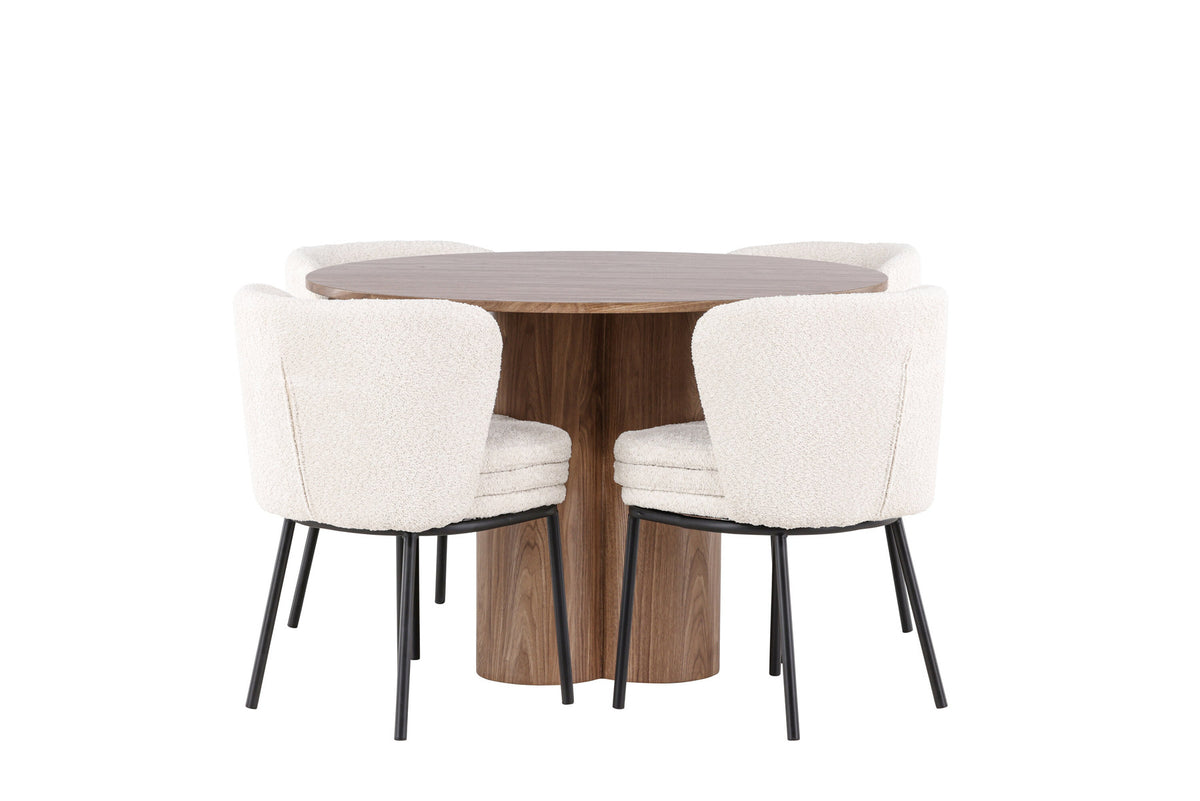 Olivia Esstisch mit Agnes Stühlen in Weiss präsentiert im Onlineshop von KAQTU Design AG. Esszimmerset ist von Venture Home