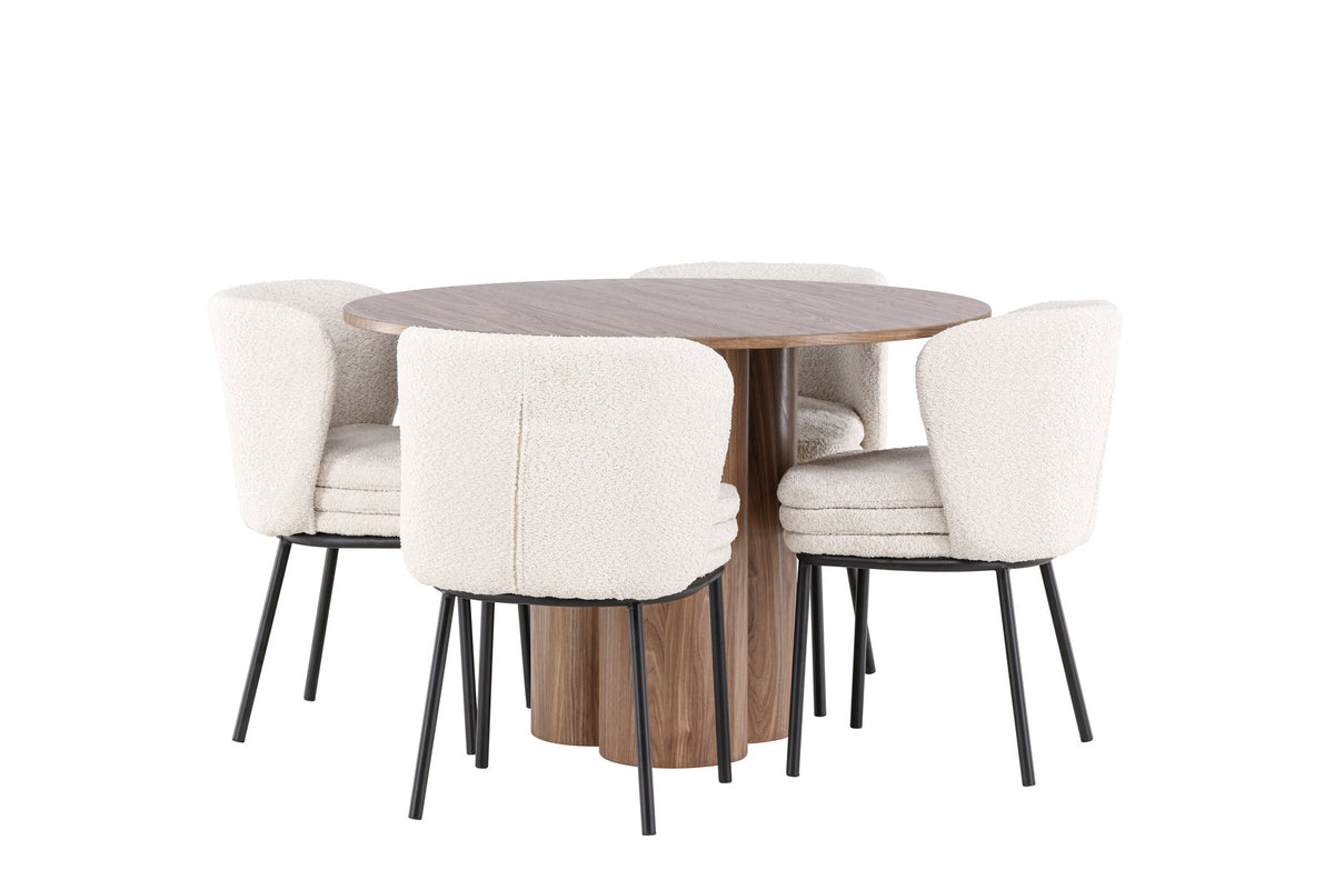 Olivia Esstisch mit Agnes Stühlen in Weiss präsentiert im Onlineshop von KAQTU Design AG. Esszimmerset ist von Venture Home