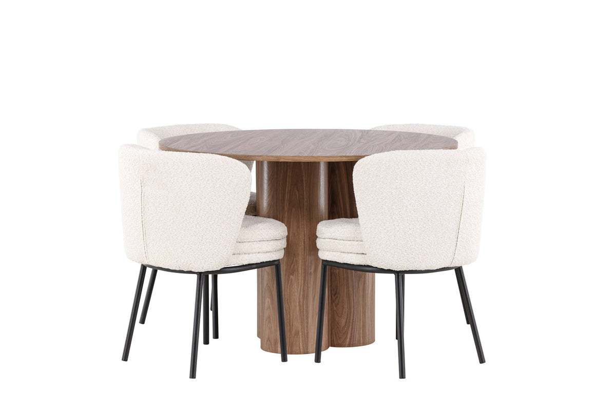 Olivia Esstisch mit Agnes Stühlen in Weiss präsentiert im Onlineshop von KAQTU Design AG. Esszimmerset ist von Venture Home