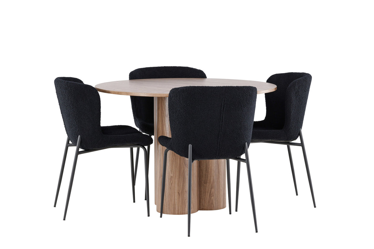 Olivia Esstisch mit Modesto Stühlen in Schwarz präsentiert im Onlineshop von KAQTU Design AG. Esszimmerset ist von Venture Home
