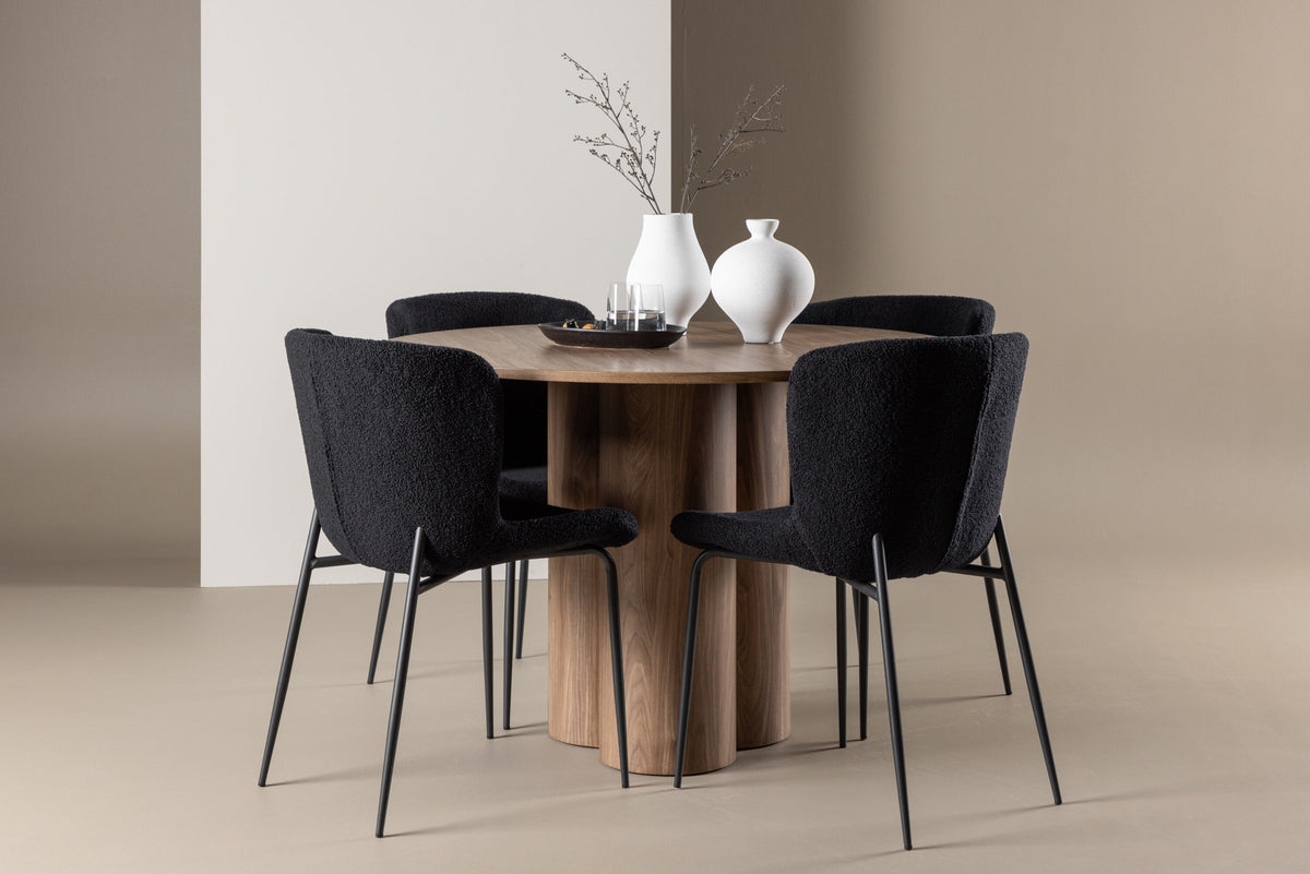 Olivia Esstisch mit Modesto Stühlen in Schwarz präsentiert im Onlineshop von KAQTU Design AG. Esszimmerset ist von Venture Home