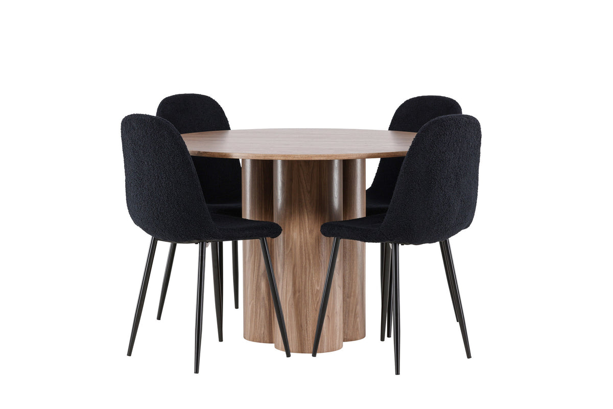 Olivia Esstisch mit Polar Stühlen in Schwarz präsentiert im Onlineshop von KAQTU Design AG. Esszimmerset ist von Venture Home