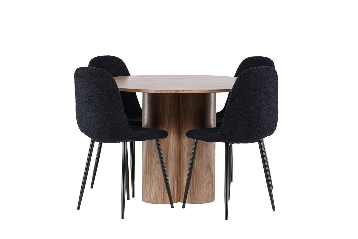 Olivia Esstisch mit Polar Stühlen in Schwarz präsentiert im Onlineshop von KAQTU Design AG. Esszimmerset ist von Venture Home