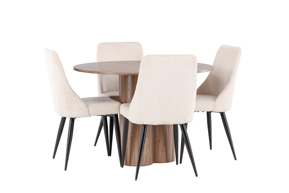 Olivia Esstisch mit Leone Stühlen in Beige präsentiert im Onlineshop von KAQTU Design AG. Esszimmerset ist von Venture Home