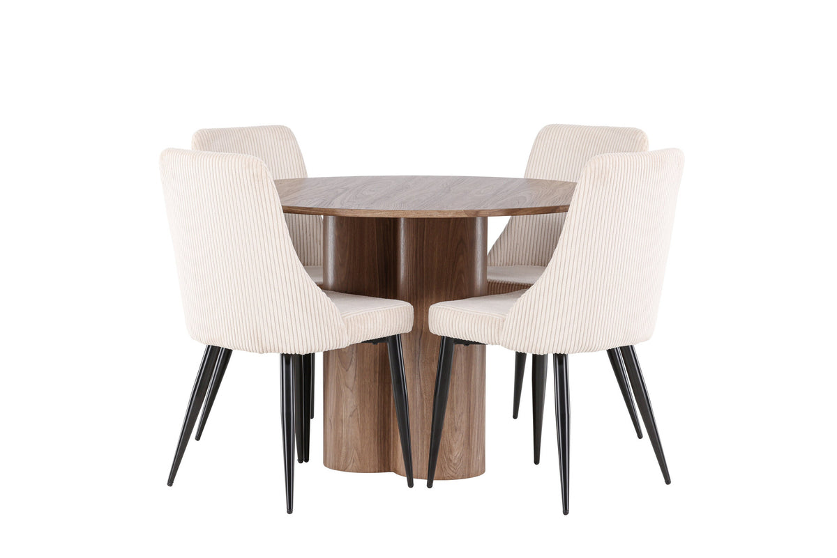 Olivia Esstisch mit Leone Stühlen in Beige präsentiert im Onlineshop von KAQTU Design AG. Esszimmerset ist von Venture Home