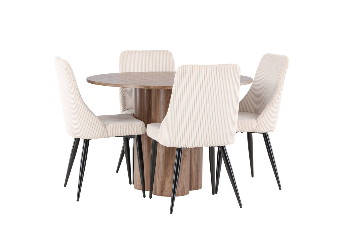 Olivia Esstisch mit Leone Stühlen in Beige präsentiert im Onlineshop von KAQTU Design AG. Esszimmerset ist von Venture Home