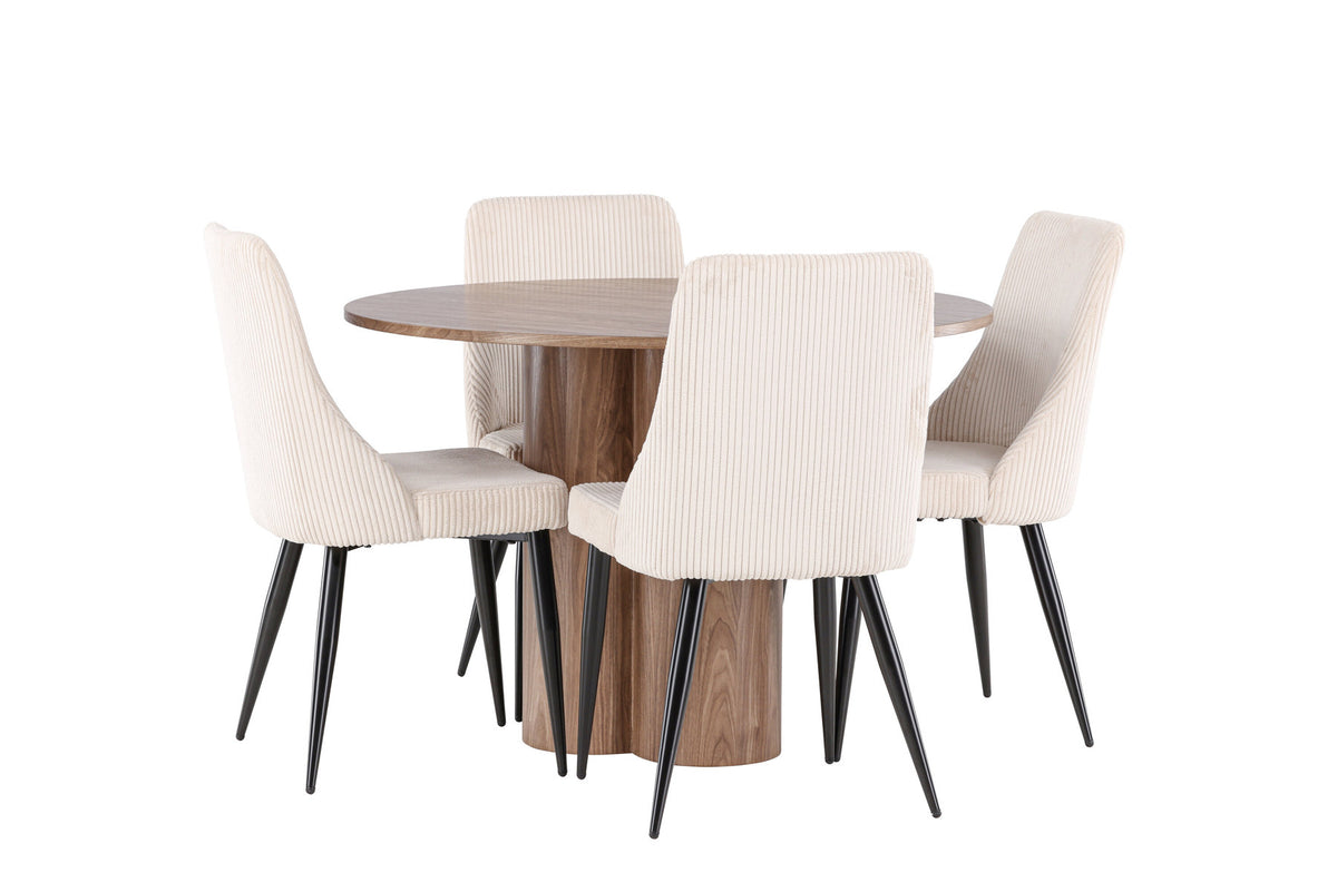 Olivia Esstisch mit Leone Stühlen in Beige präsentiert im Onlineshop von KAQTU Design AG. Esszimmerset ist von Venture Home