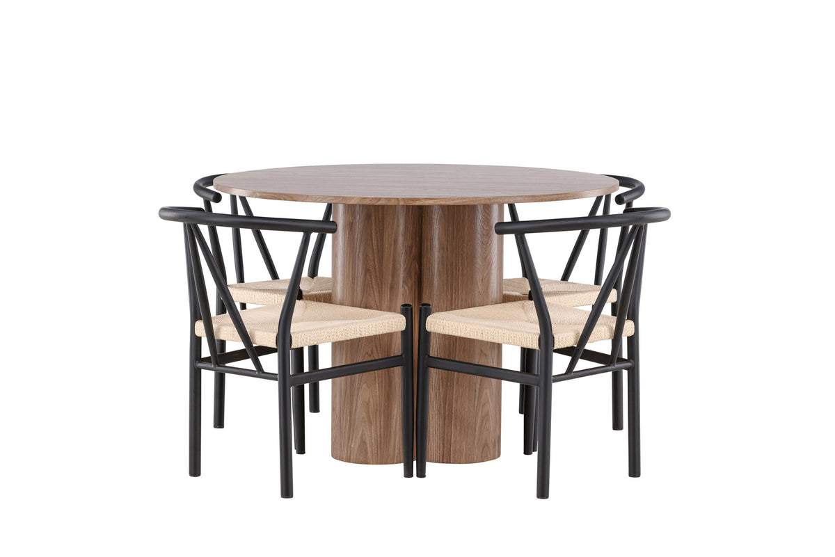 Olivia Esstisch mit Stühlen Alfons in Schwarz präsentiert im Onlineshop von KAQTU Design AG. Esszimmerset ist von Venture Home