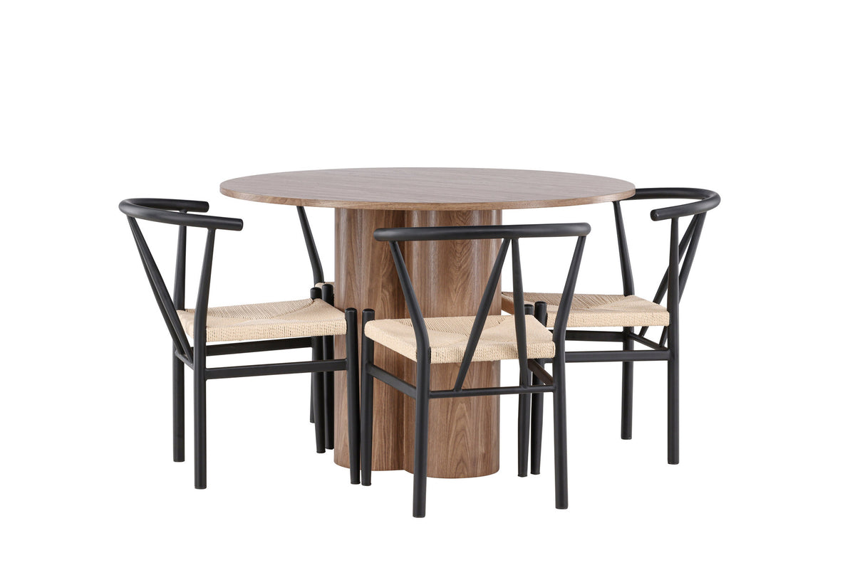 Olivia Esstisch mit Stühlen Alfons in Schwarz präsentiert im Onlineshop von KAQTU Design AG. Esszimmerset ist von Venture Home