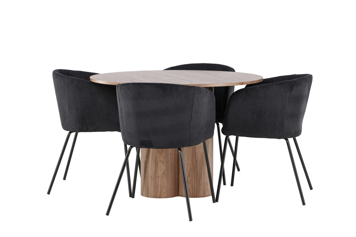 Olivia Esstisch mit Stühlen von Berit in Schwarz präsentiert im Onlineshop von KAQTU Design AG. Esszimmerset ist von Venture Home