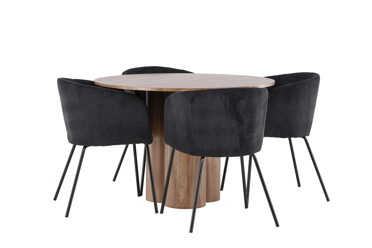 Olivia Esstisch mit Stühlen von Berit in Schwarz präsentiert im Onlineshop von KAQTU Design AG. Esszimmerset ist von Venture Home