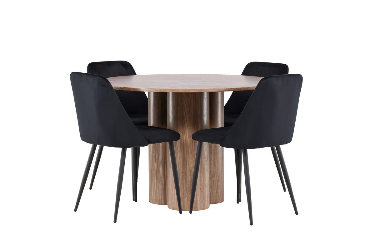 Olivia Esstisch mit Night Stühlen in Schwarz präsentiert im Onlineshop von KAQTU Design AG. Esszimmerset ist von Venture Home