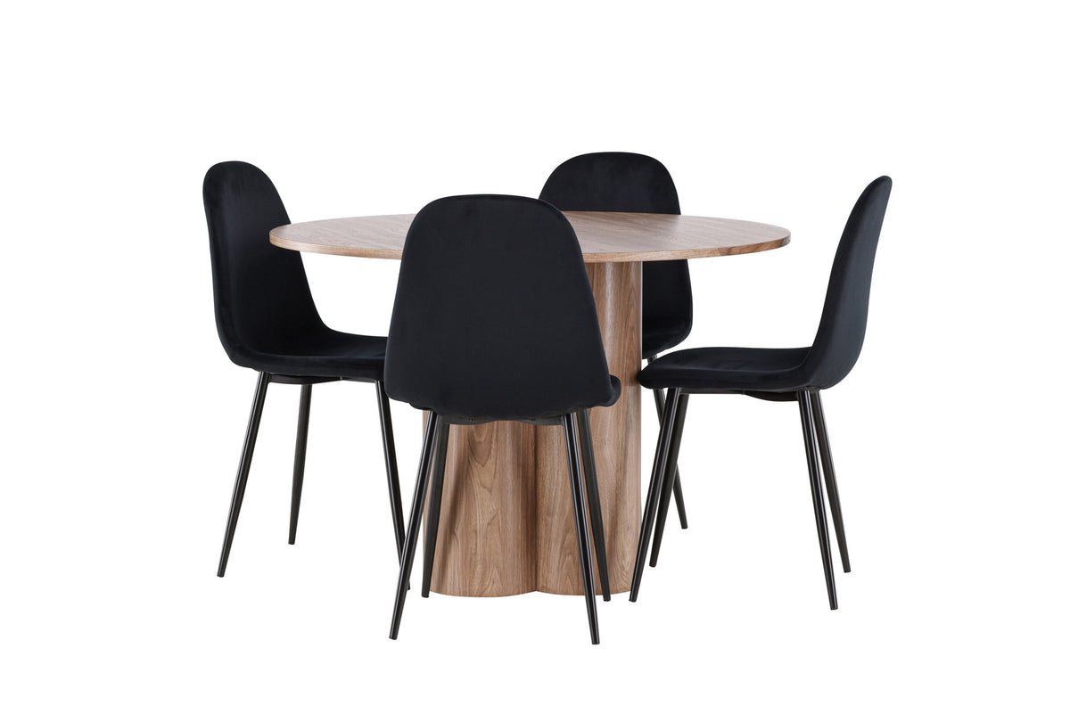 Olivia Esstisch mit Polar Stühlen in Schwarz präsentiert im Onlineshop von KAQTU Design AG. Esszimmerset ist von Venture Home