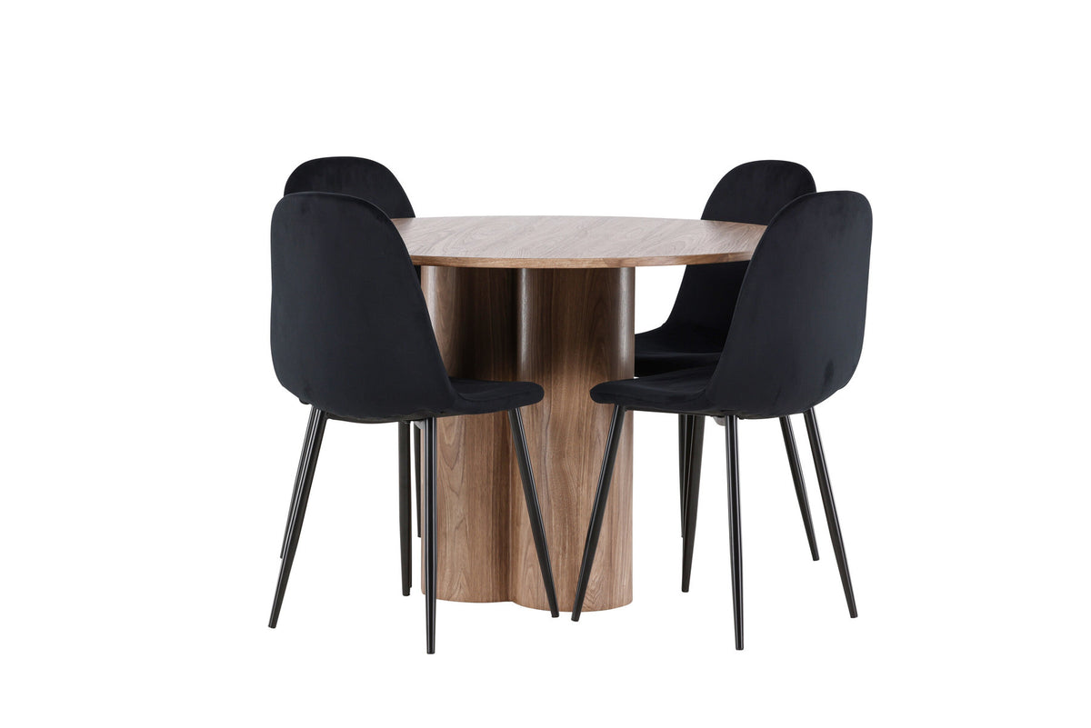 Olivia Esstisch mit Polar Stühlen in Schwarz präsentiert im Onlineshop von KAQTU Design AG. Esszimmerset ist von Venture Home