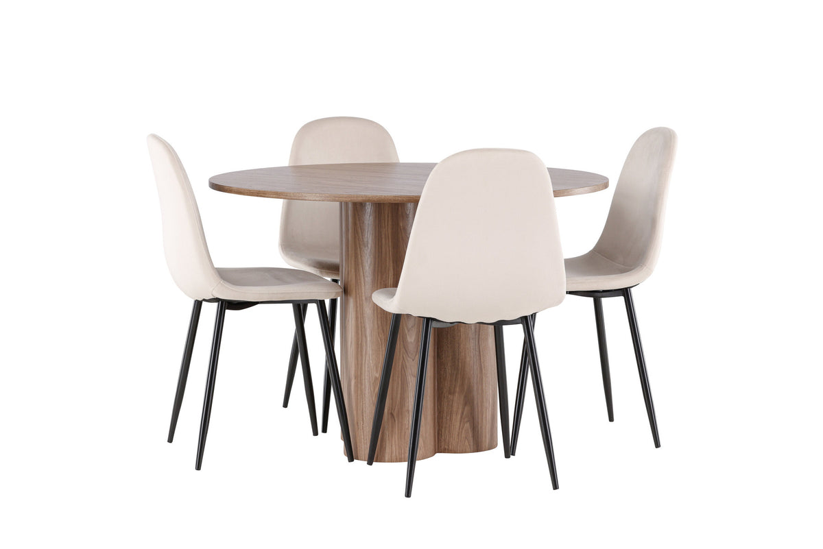 Olivia Esstisch mit Polar Stühlen in Beige präsentiert im Onlineshop von KAQTU Design AG. Esszimmerset ist von Venture Home